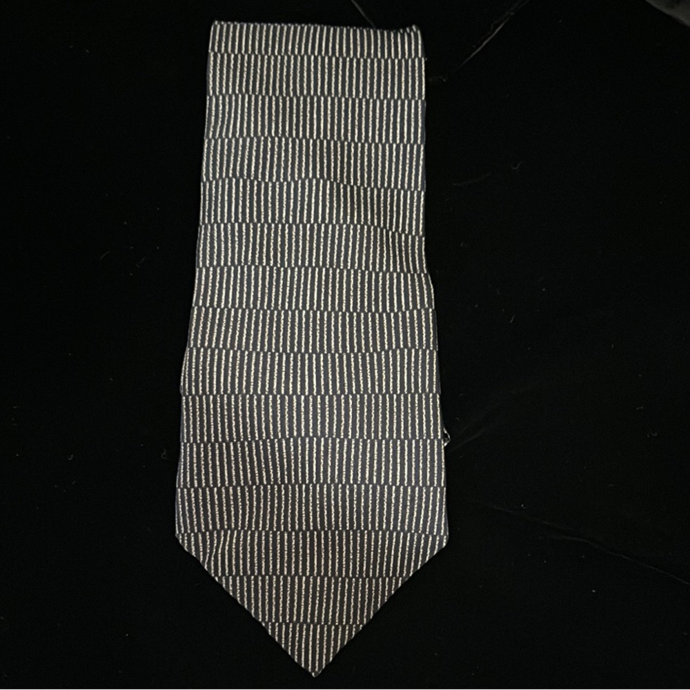 Louis Raphael Black and White Striped Tie